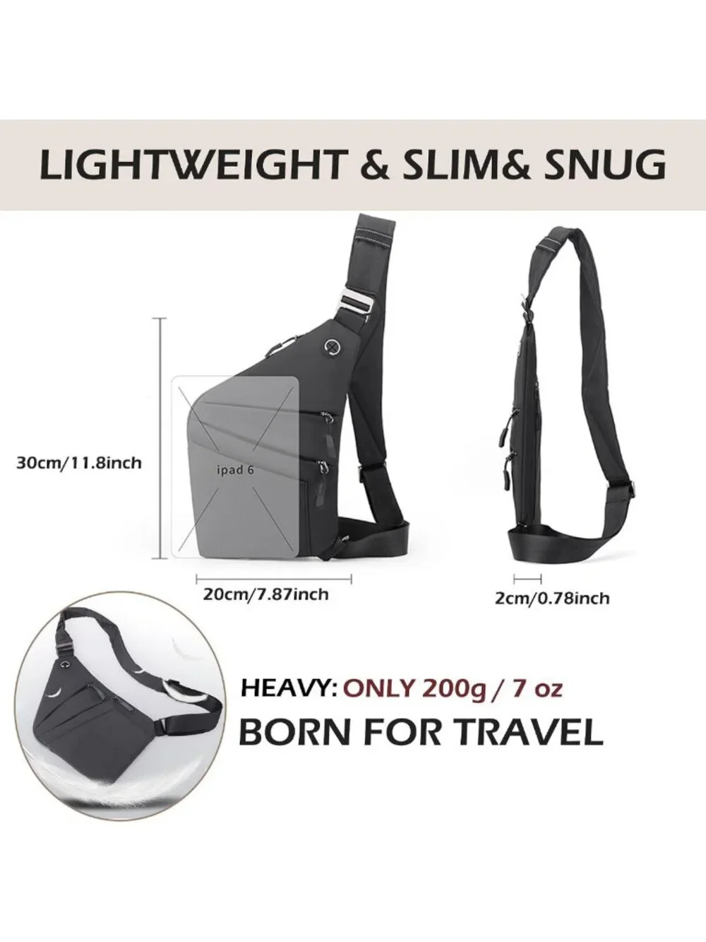 Anti-Theft Multi-Pocket Crossbody Bag for Women & Men, Slim RFID Sling Bag